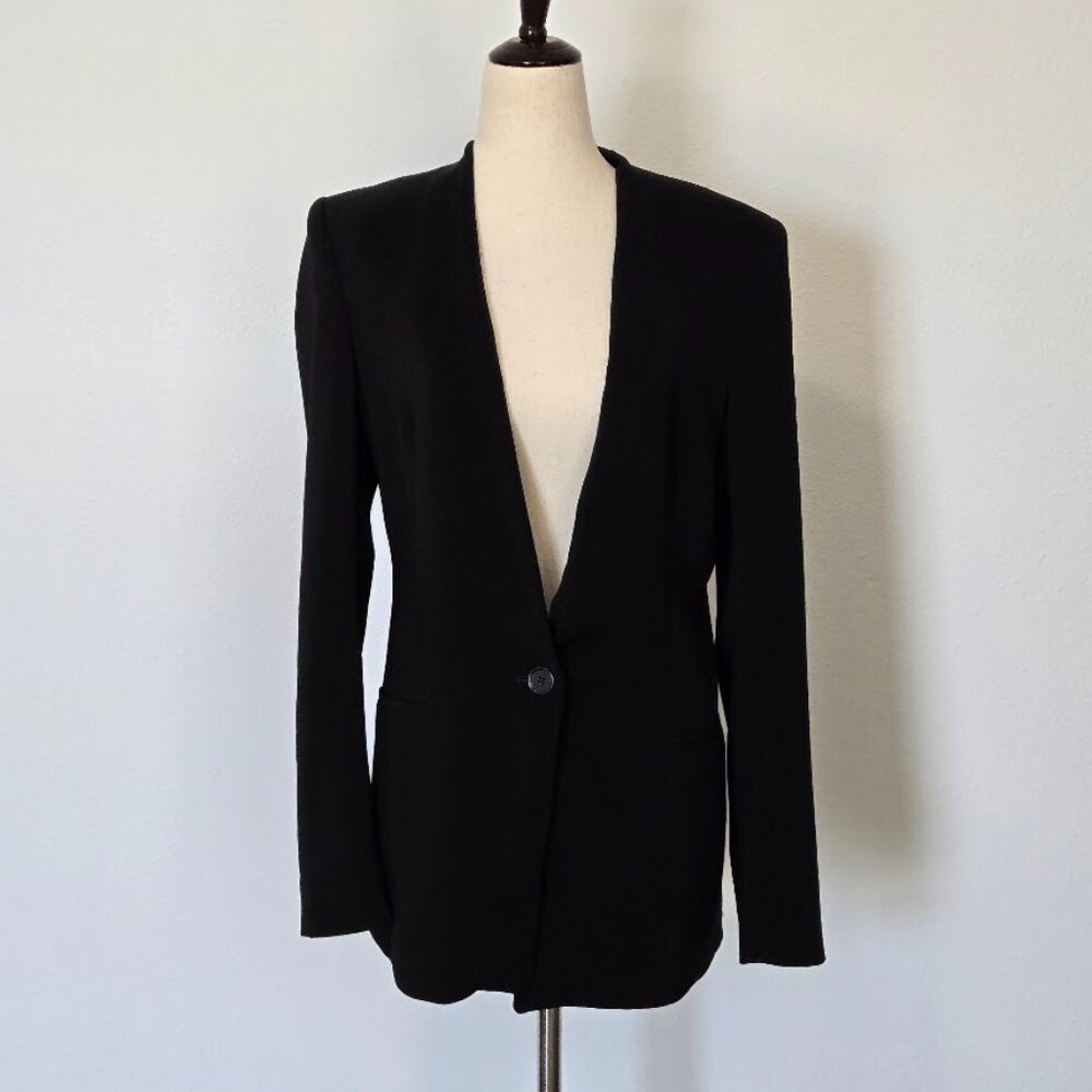 Zara Basic Collarless Blazer Sz S - image 1